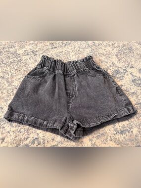 TglaGirls Gray Denim Paperbag Shorts Elastic Waist Solid Size 10
